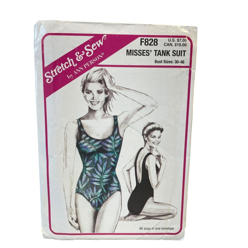 Stretch & Sew Misses Tank Suit Sewing Pattern F828 Bust Sizes 30-46 UNCUT